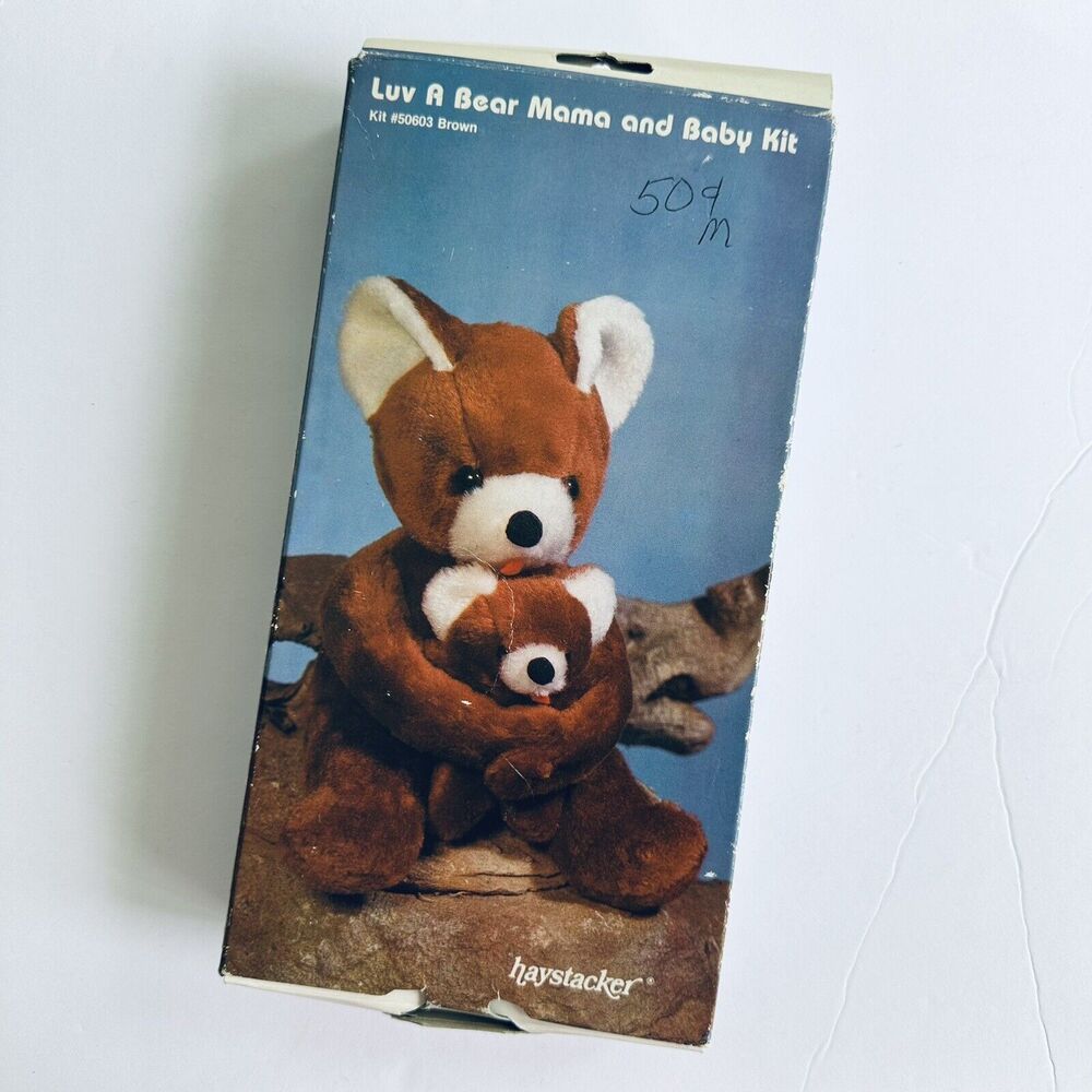VINTAGE 1982 LUV A BEAR MAMA & BABY BROWN BEAR KIT BY HAYSTACKER 50603 NEW